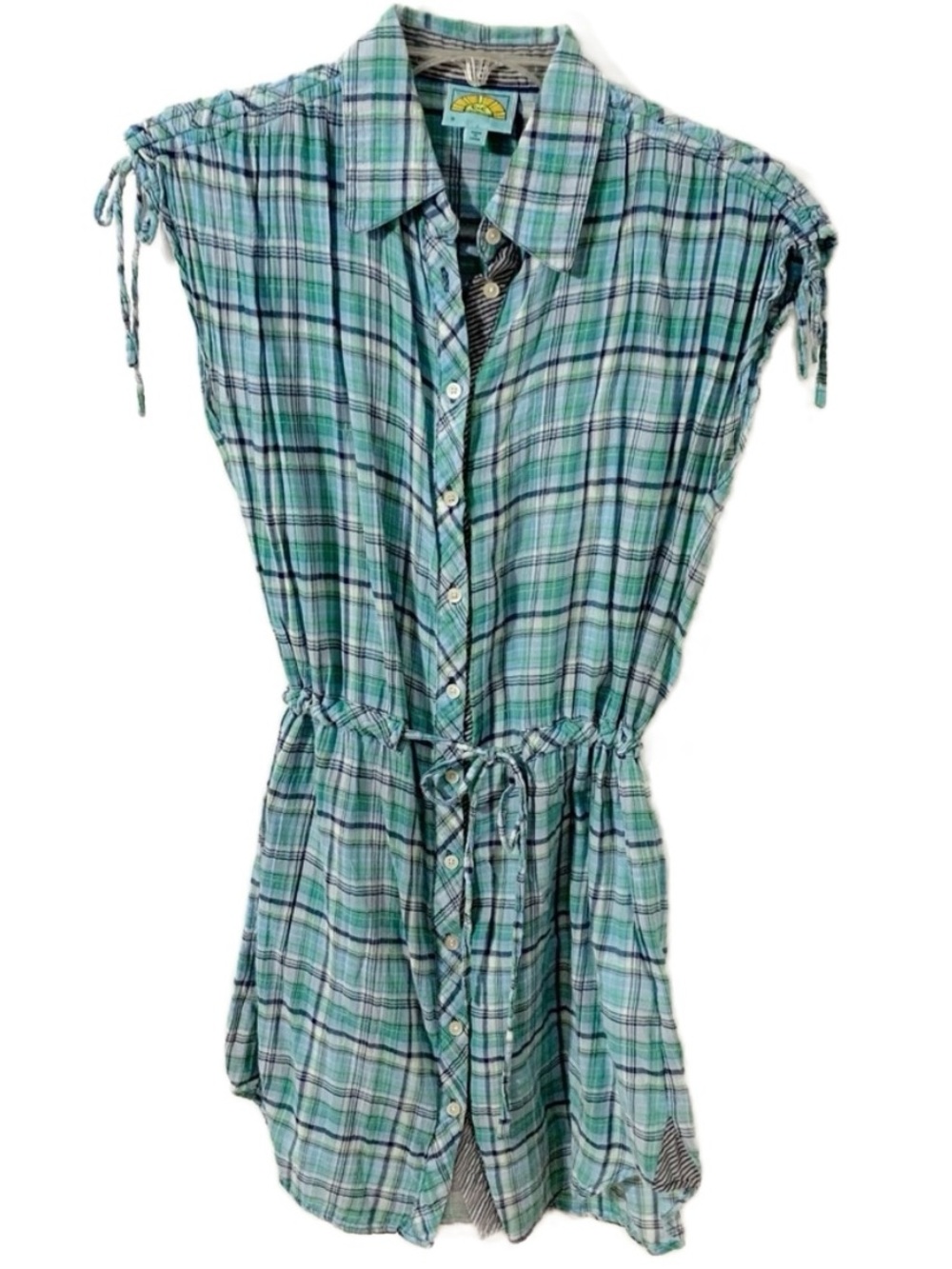 C & C California Lightweight Cotton Button Front Sport Shirtdress Pointed Collar